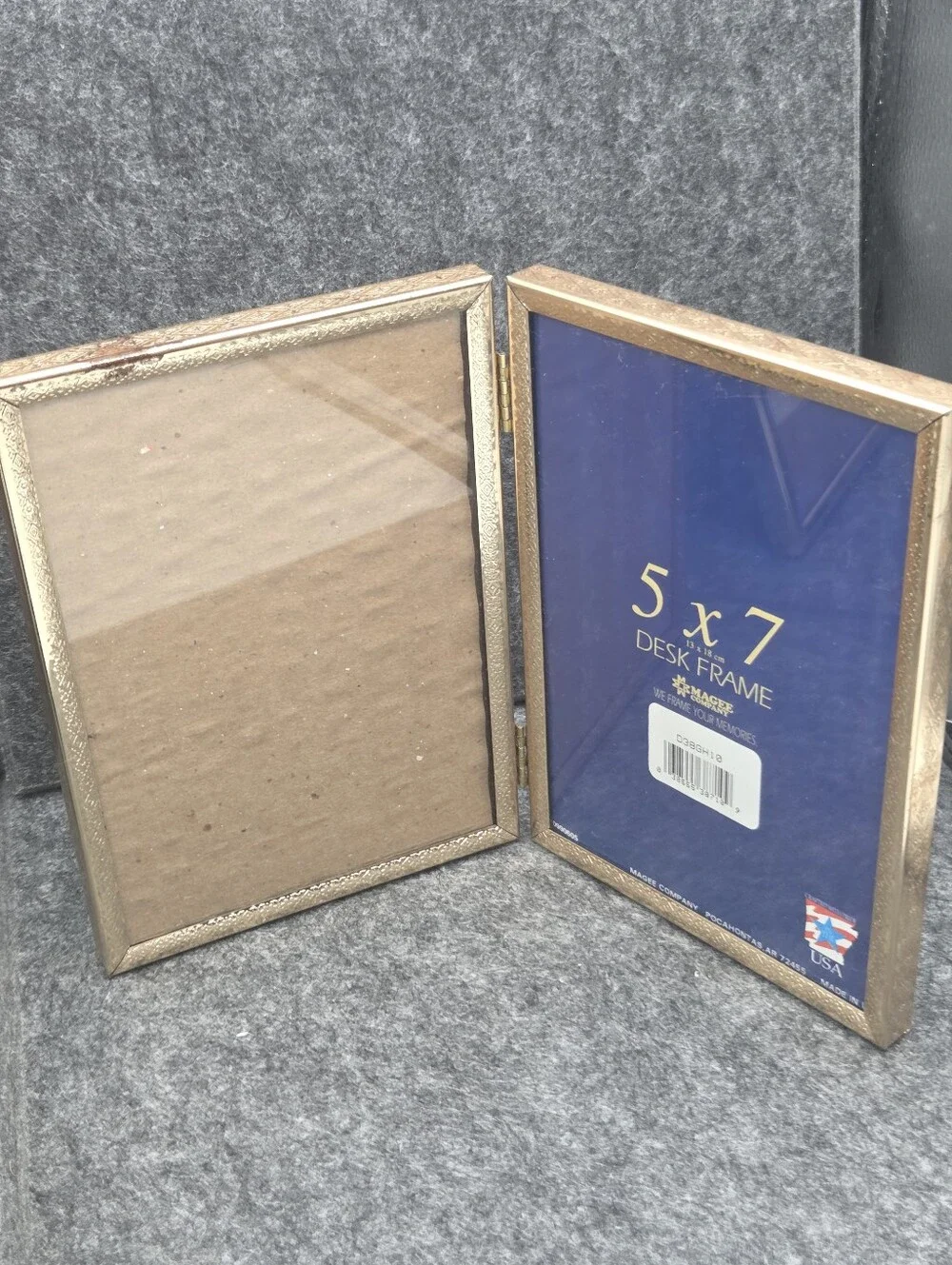 Vintage Lot Of 3 MCM Gold Tone Brass Picture Photo Frame Standing Bi-Fold